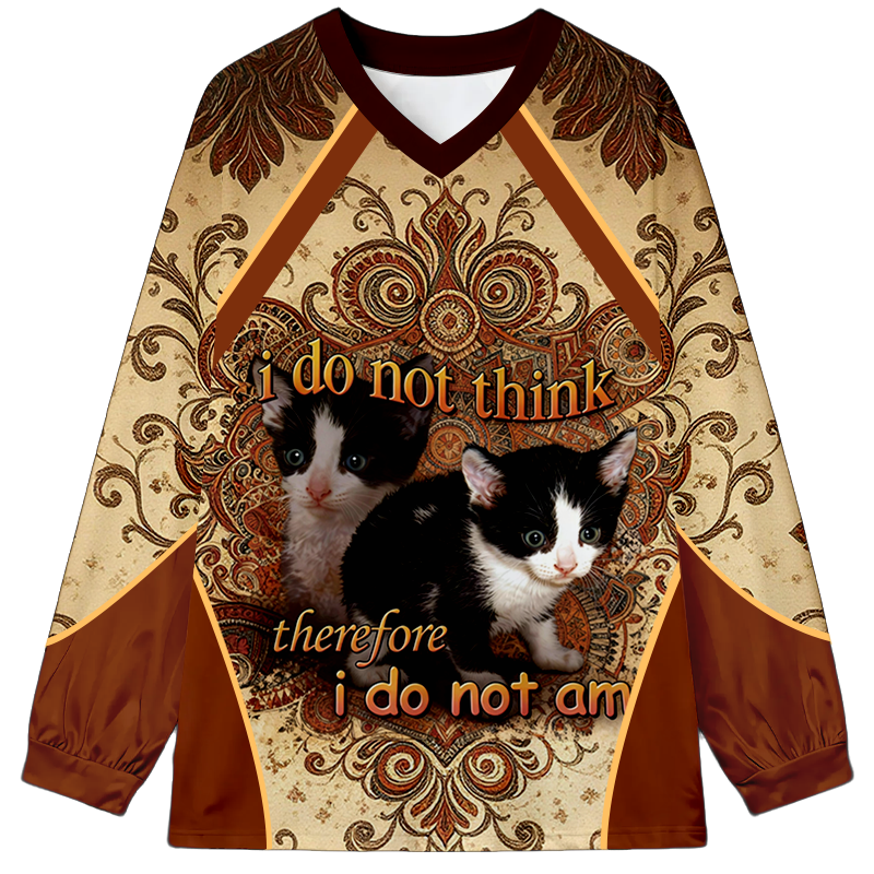 Tokyocanvas Cat Meme Long Sleeve Graphic Print T-Shirt