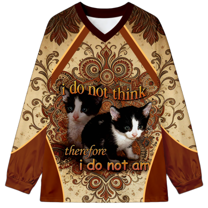 Tokyocanvas Cat Meme Long Sleeve Graphic Print T-Shirt