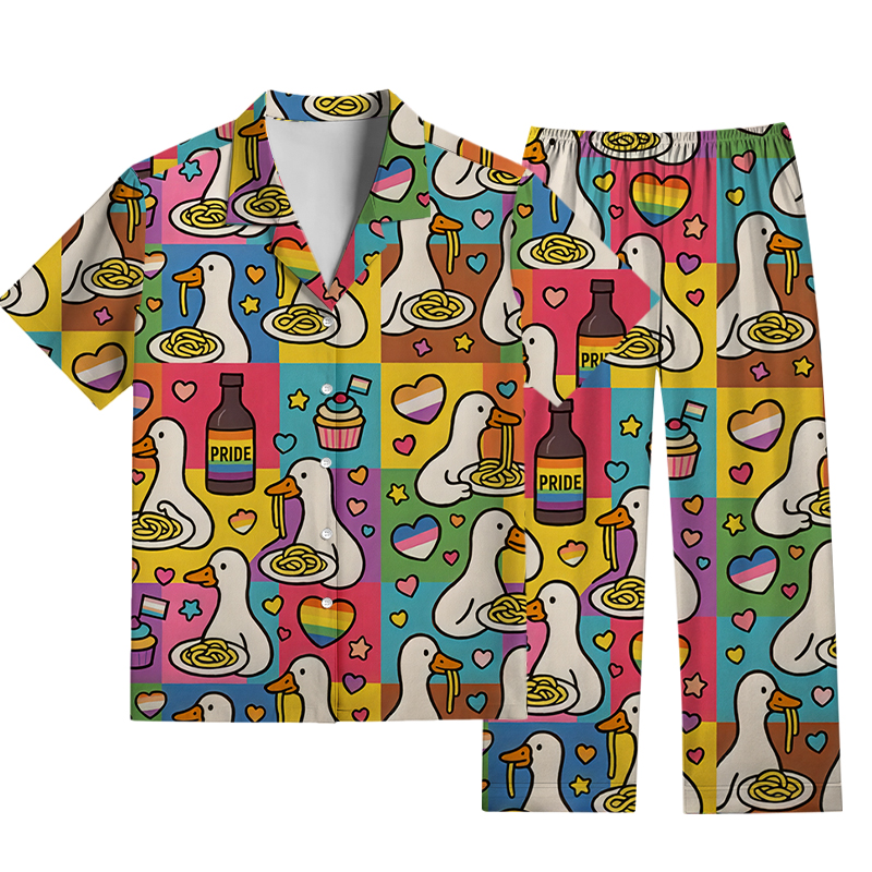 Tokyocanvas Pride japanese Goose Eat Spaghetti Aloha Pajama Set