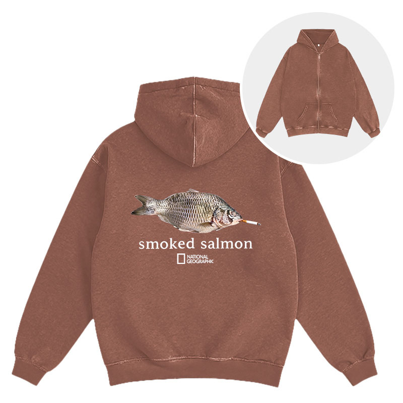 Tokyocanvas Smoked Salmon Washed Zip Hoodie