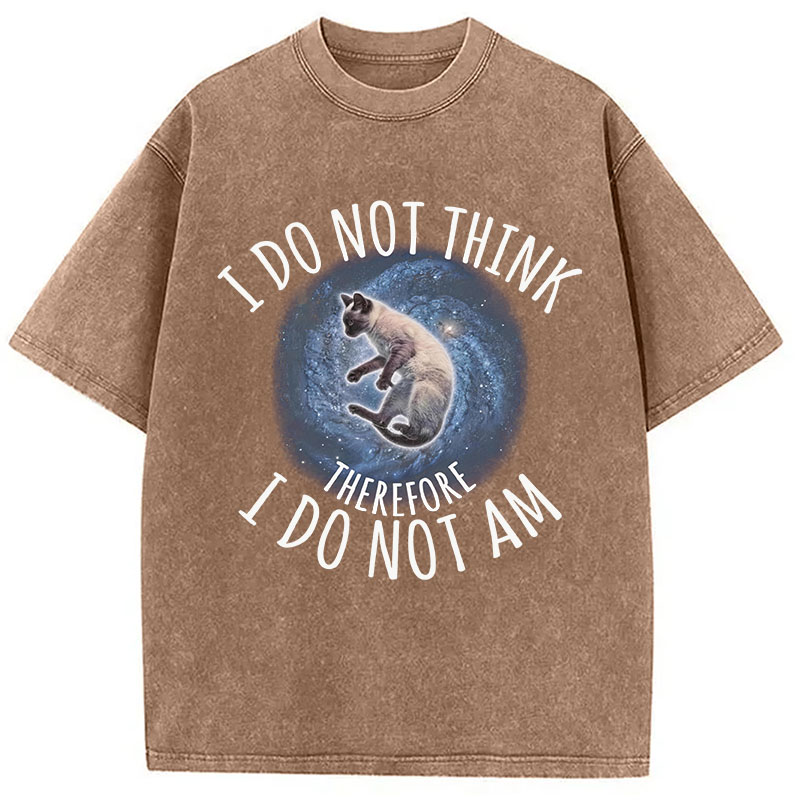 Tokyocanvas I Do Not Think Therefore I Do Not Am Cat Washed T-Shirt