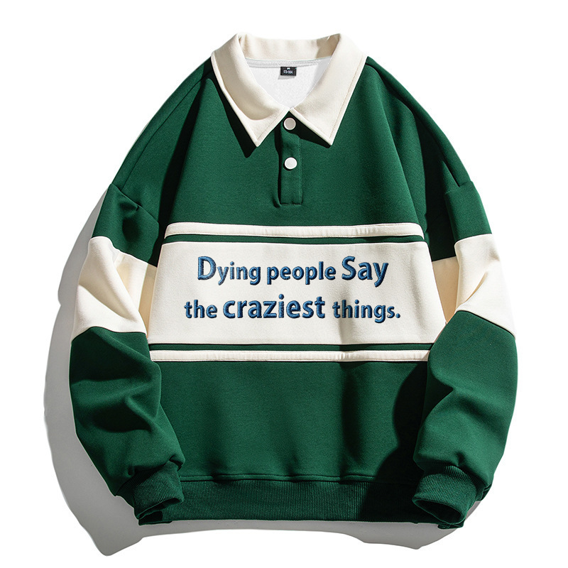 Tokyocanvas Dying People Polo Embroidered Sweatshirt