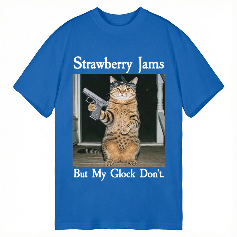 Tokyocanvas Strawberry Jams But My Glock Don't Funny Cat Classic T-Shirt