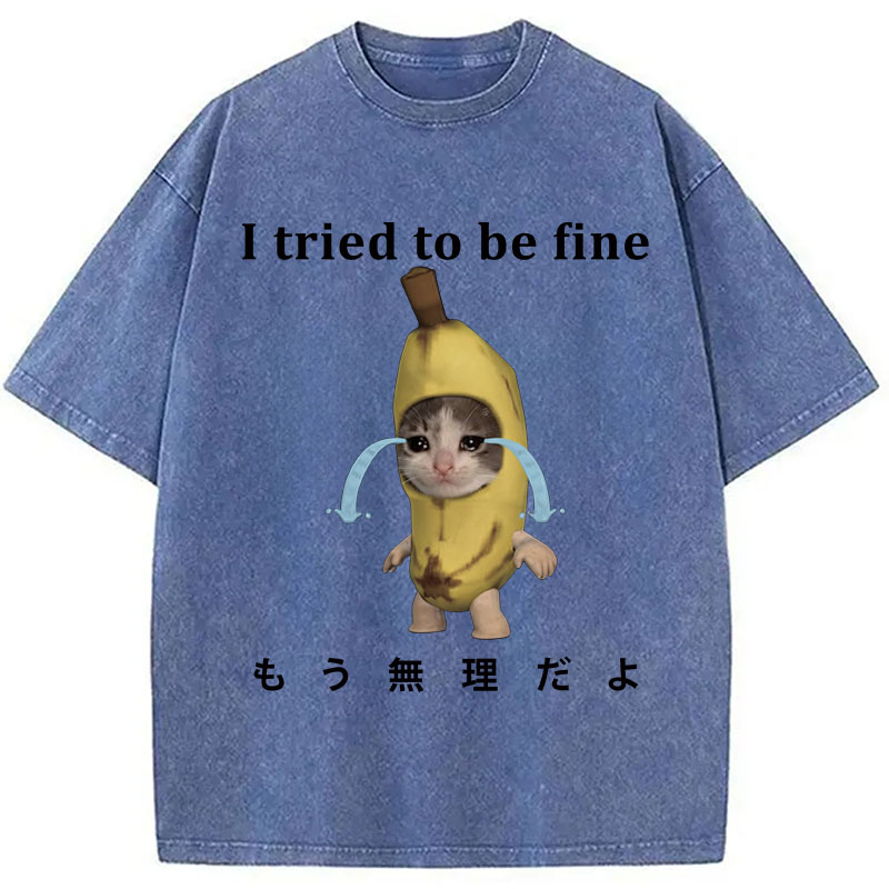 Tokyocanvas Crying Banana Cat Washed T-Shirt