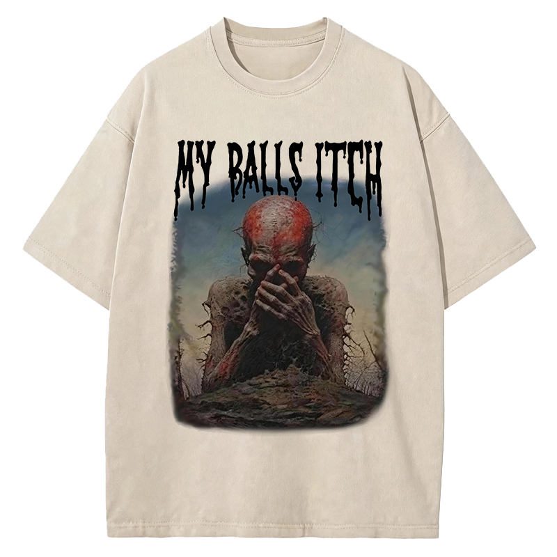 Tokyocanvas My Balls Inch Thinking Skeleton Washed T-Shirt