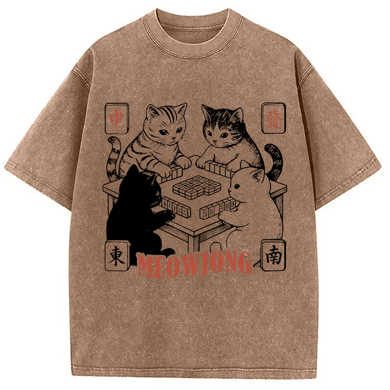 Tokyocanvas Meowjong Washed T-Shirt