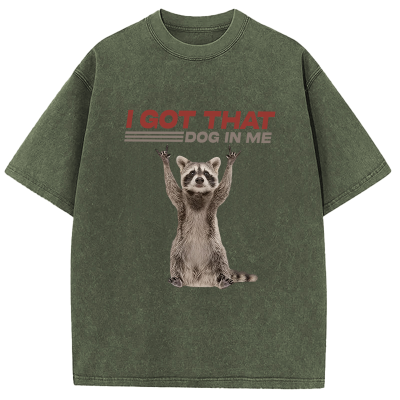 Tokyocanvas I Got That Dog In Me Funny Racoon Washed T-Shirt