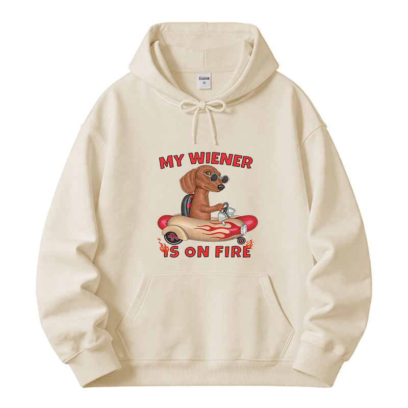 Tokyocanvas My Wiener Is On Fire Funny Dog Fleece Lined Hoodie