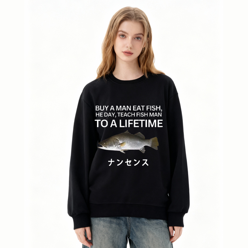 Tokyocanvas Buy a Man Eat Fish Classic Sweatshirt