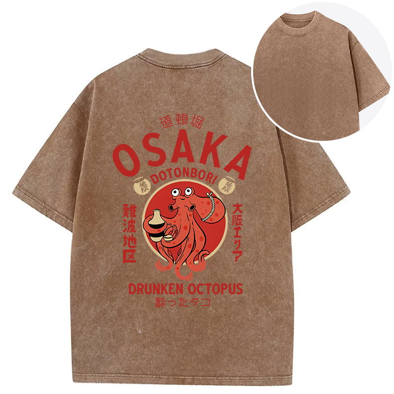 Tokyocanvas Drunken Octopus Japan Back Washed T-Shirt