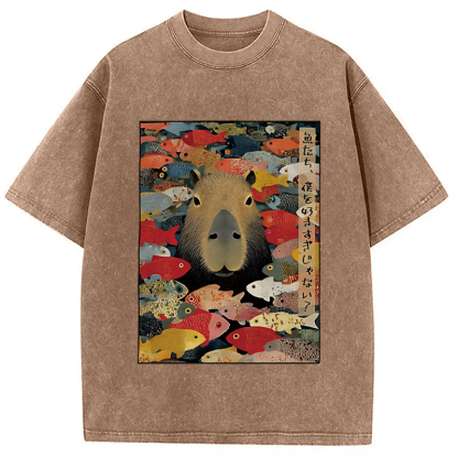 Tokyocanvas Am I Too Lovable Capybara Washed T-Shirt