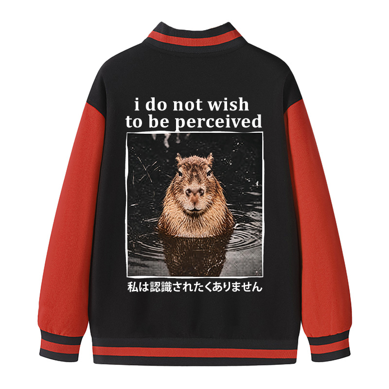 Tokyocanvas I Do Not Wish to Be Perceived Capybara Varsity Jacket