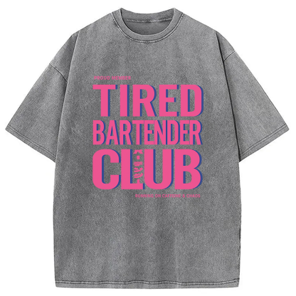 Tokyocanvas Tired Bartender Club Japanese Katakana Vintage Washed T-Shirt