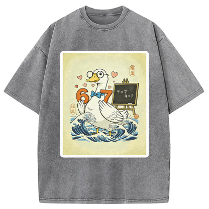 Tokyocanvas Japanese Goose Teacher 6 7 Meme Washed T-Shirt