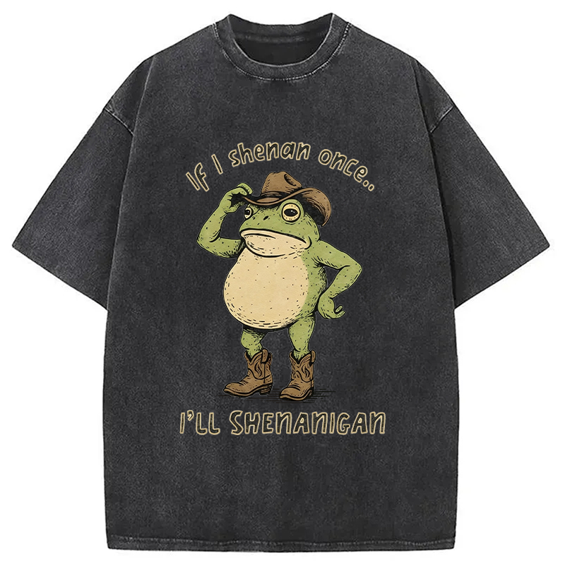 Tokyocanvas If I Shenan Once Funny St. Patrick's Day shirt Washed T-Shirt