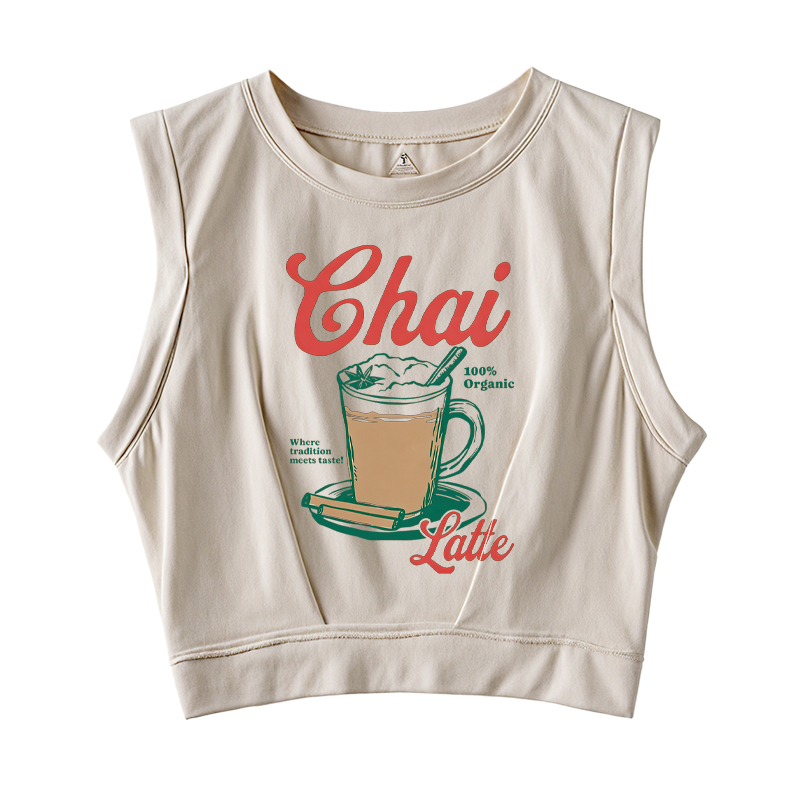 Tokyocanvas Trending Chai Latte 90s Sleeveless Crop Top