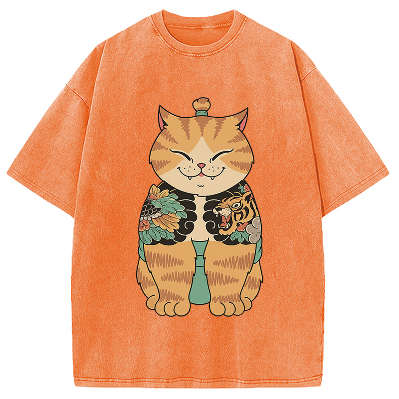 Tokyocanvas Cat Sumo Washed T-Shirt