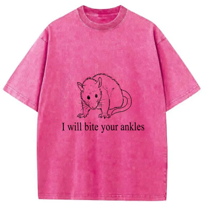 Tokyocanvas I Will Bite Your Ankles Funny Possum Washed T-Shirt