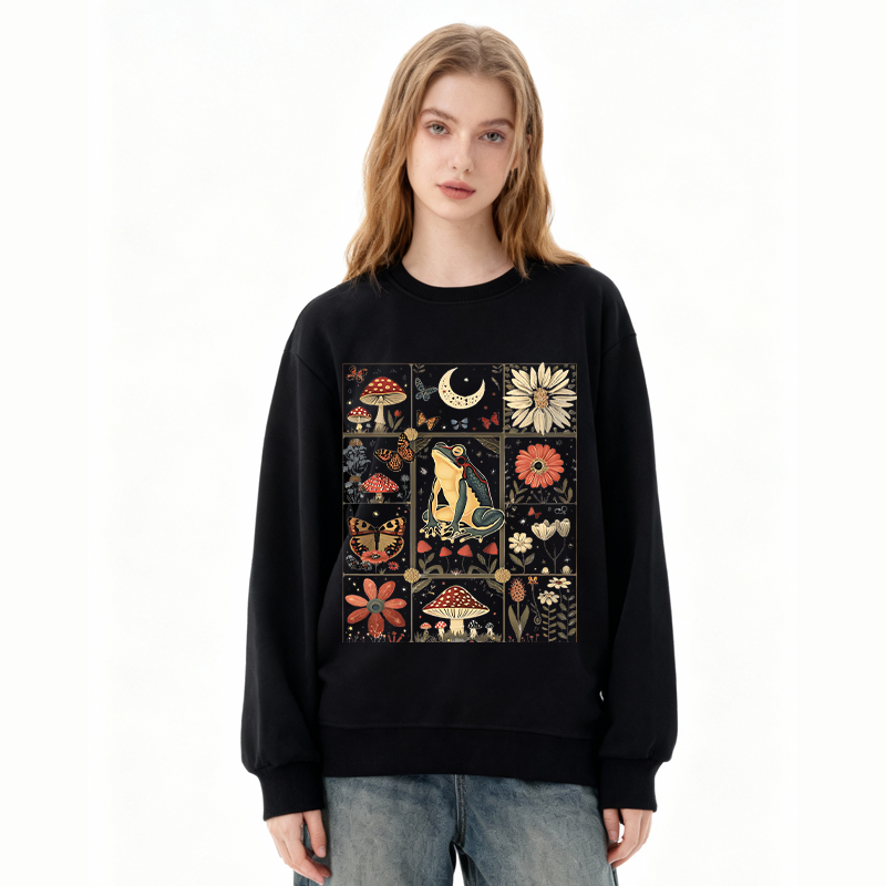 Tokyocanvas Celestial Frog Goblincore Mushroom Classic Sweatshirt