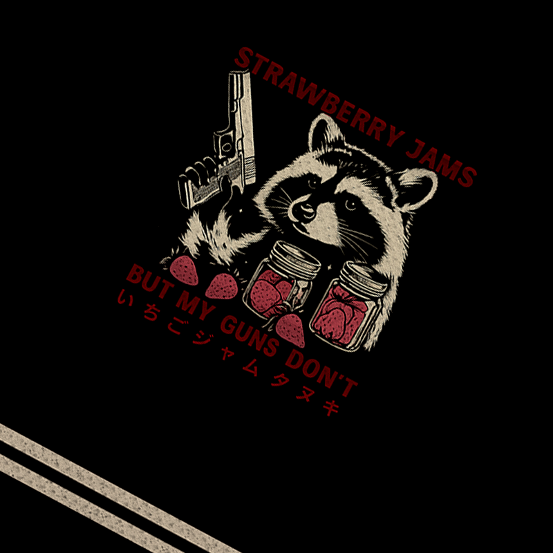 Tokyocanvas Strawberry Jams Funny Raccoon Jersey Short