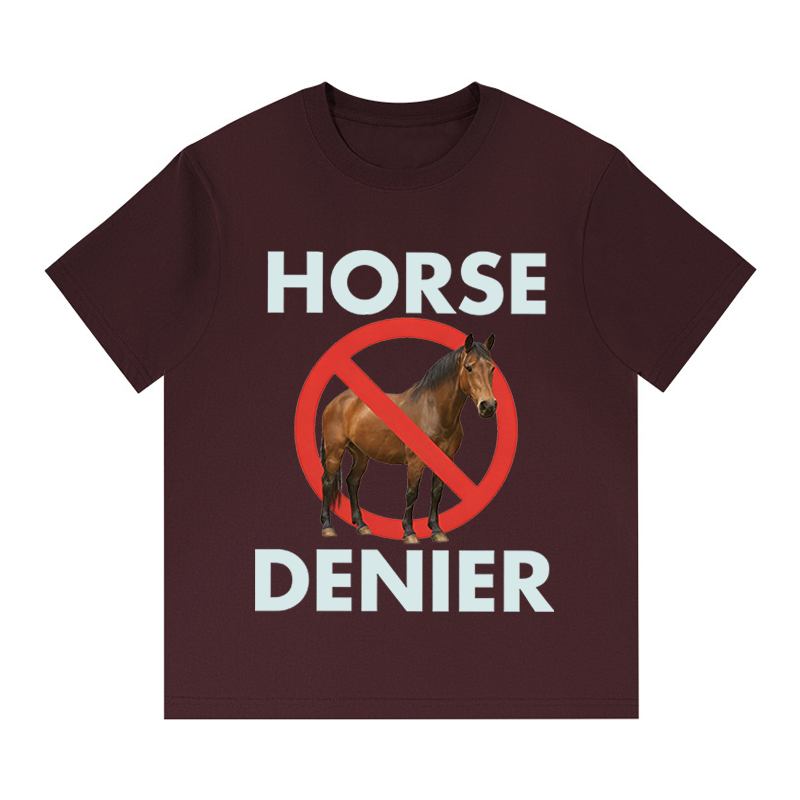 Tokyocanvas Funny Horse Denier Conspiracy Theory Boxy T-shirt