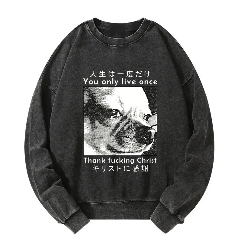 Tokyocanvas You Only Live Once Washed Sweatshirt
