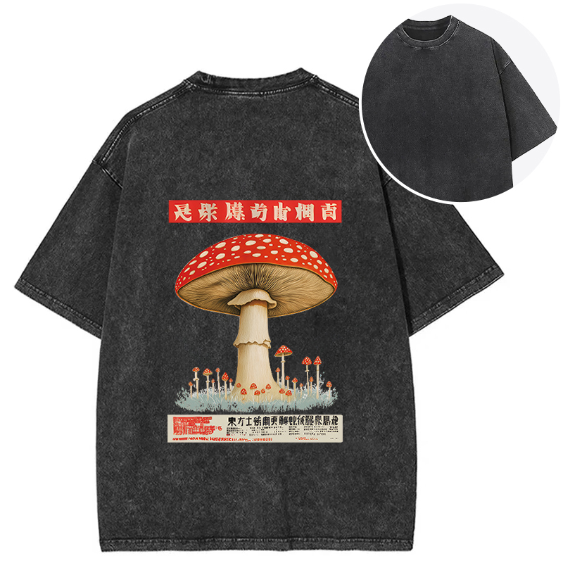 Tokyocanvas Psychedelic Mushroom Japanese Back Washed T-Shirt