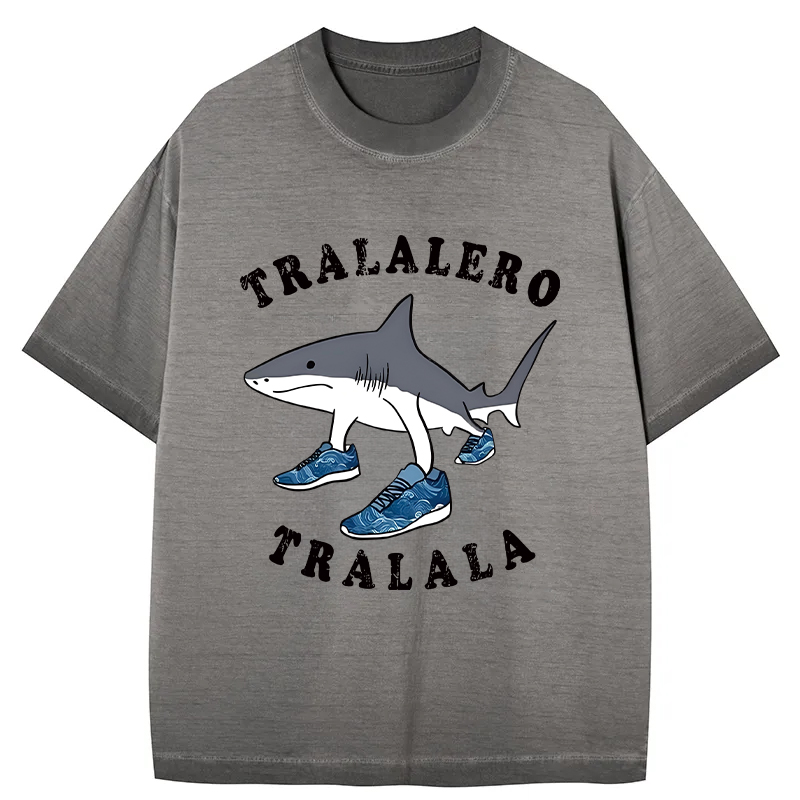 Tokyocanvas Tralalero Tralala Funny Gradient Washed T-Shirt