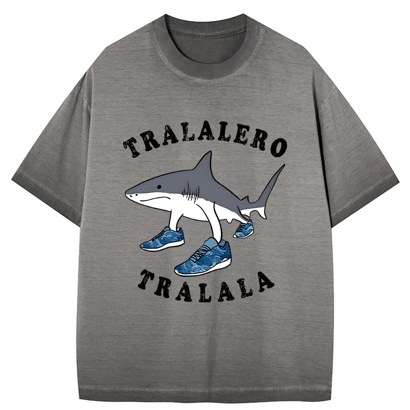 Tokyocanvas Tralalero Tralala Funny Gradient Washed T-Shirt