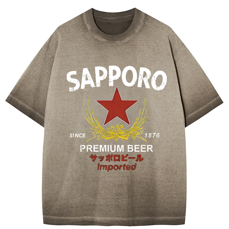 Tokyocanvas Sapporo Beer Essential Gradient Washed T-Shirt