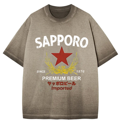Tokyocanvas Sapporo Beer Essential Gradient Washed T-Shirt