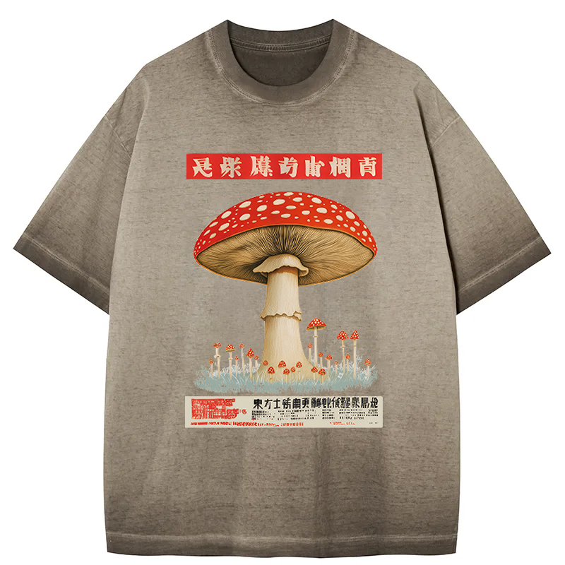 Tokyocanvas Psychedelic Mushroom Japanese Gradient Washed T-Shirt