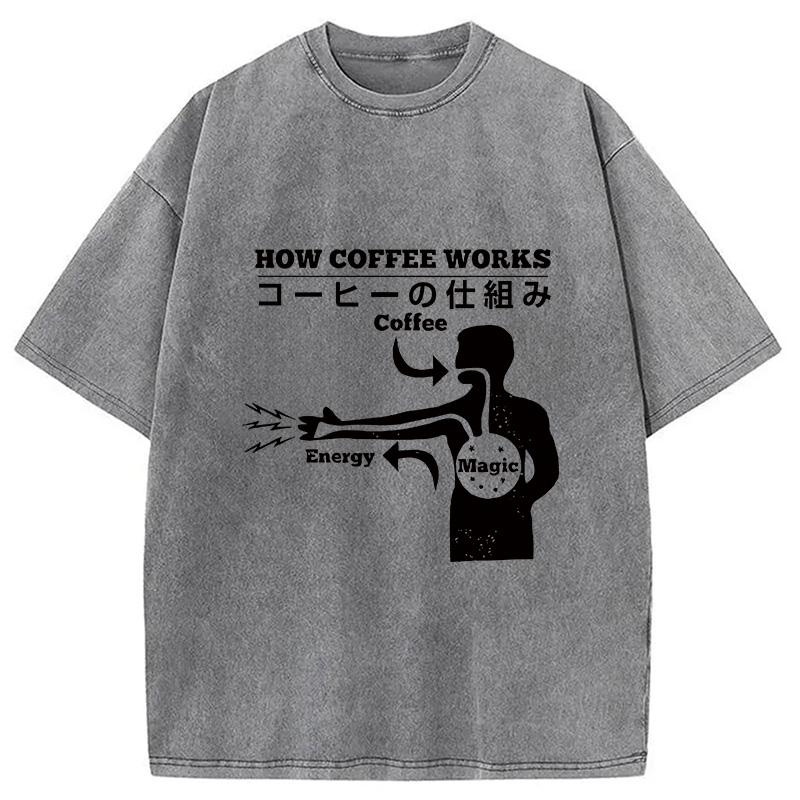Tokyocanvas How Coffee Works Washed T-Shirt