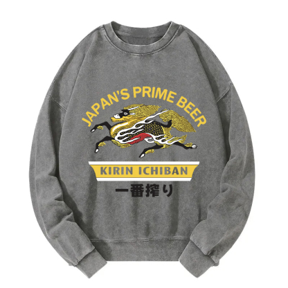 Tokyocanvas Kirin Ichiban Beer Logo Japanese Washed Sweatshirt