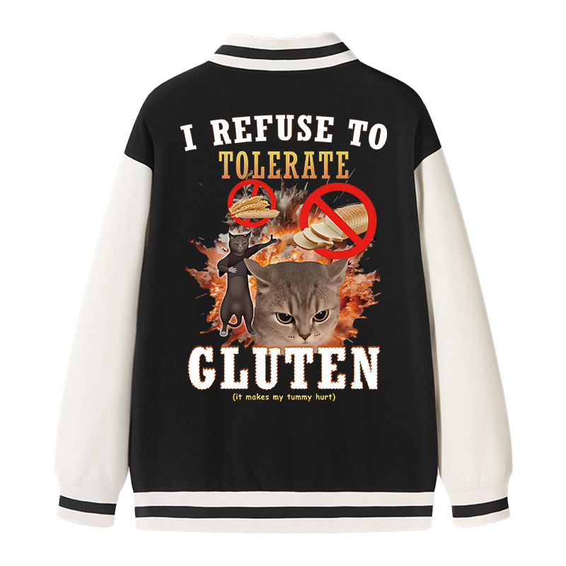 Tokyocanvas I Refuse to Tolerate Gluten Varsity Jacket