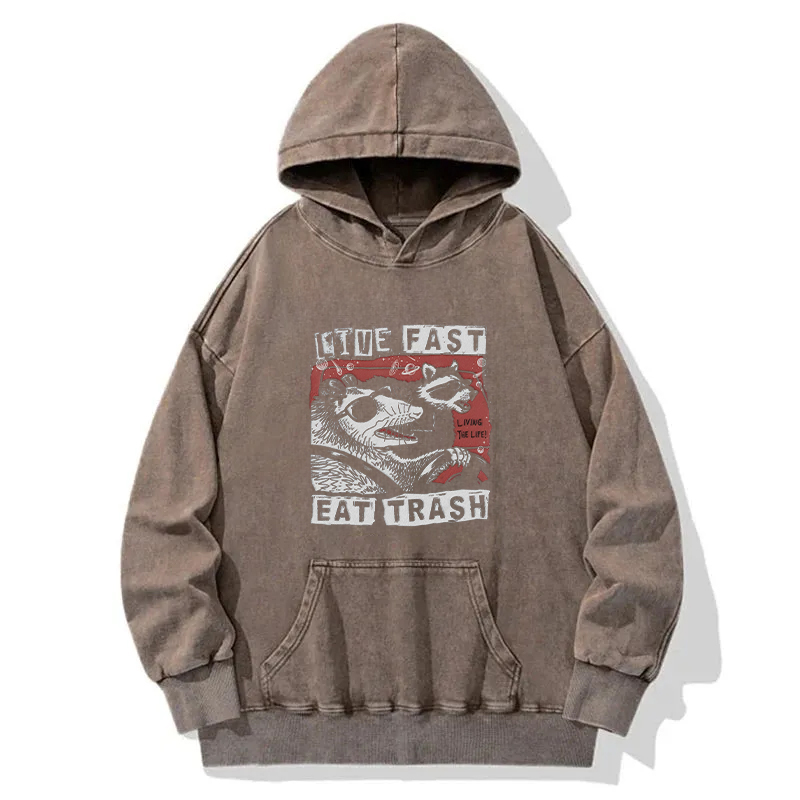 Tokyocanvas Live Fast Eat Trash Washed Hoodie