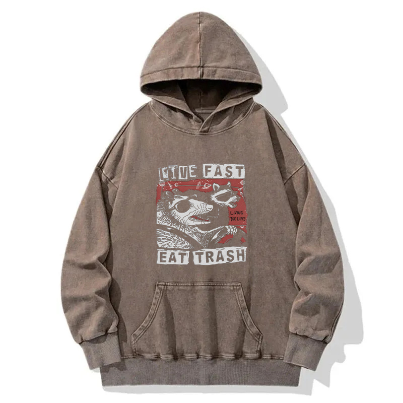 Tokyocanvas Live Fast Eat Trash Washed Hoodie