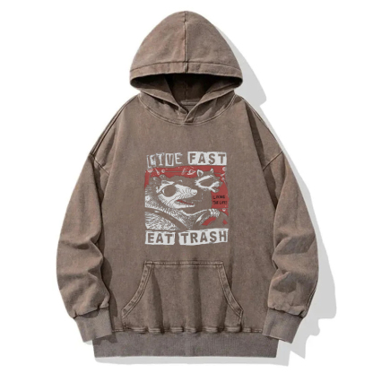 Tokyocanvas Live Fast Eat Trash Washed Hoodie