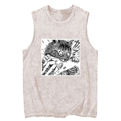 Tokyocanvas Creepy Cat Anime Horror Anteater Washed Tank
