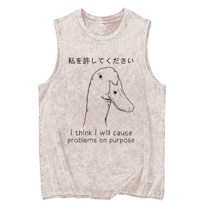 Tokyocanvas Stupid Goose Funny Washed Tank