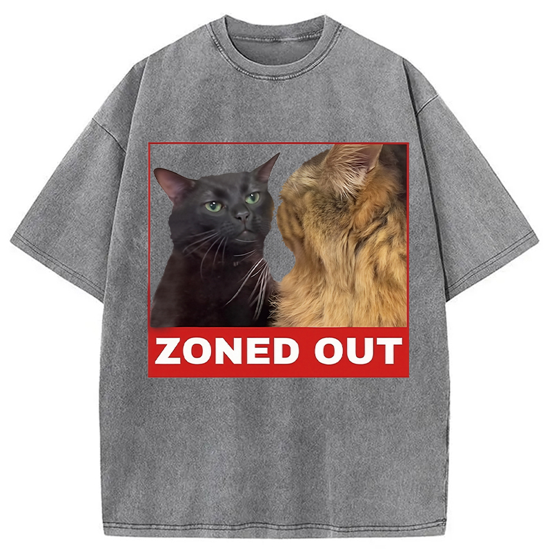Tokyocanvas Funny Cat Zoning Meme Washed T-Shirt