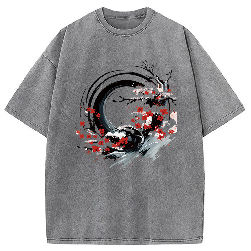 Tokyocanvas Sakura Tree Flow Washed T-Shirt