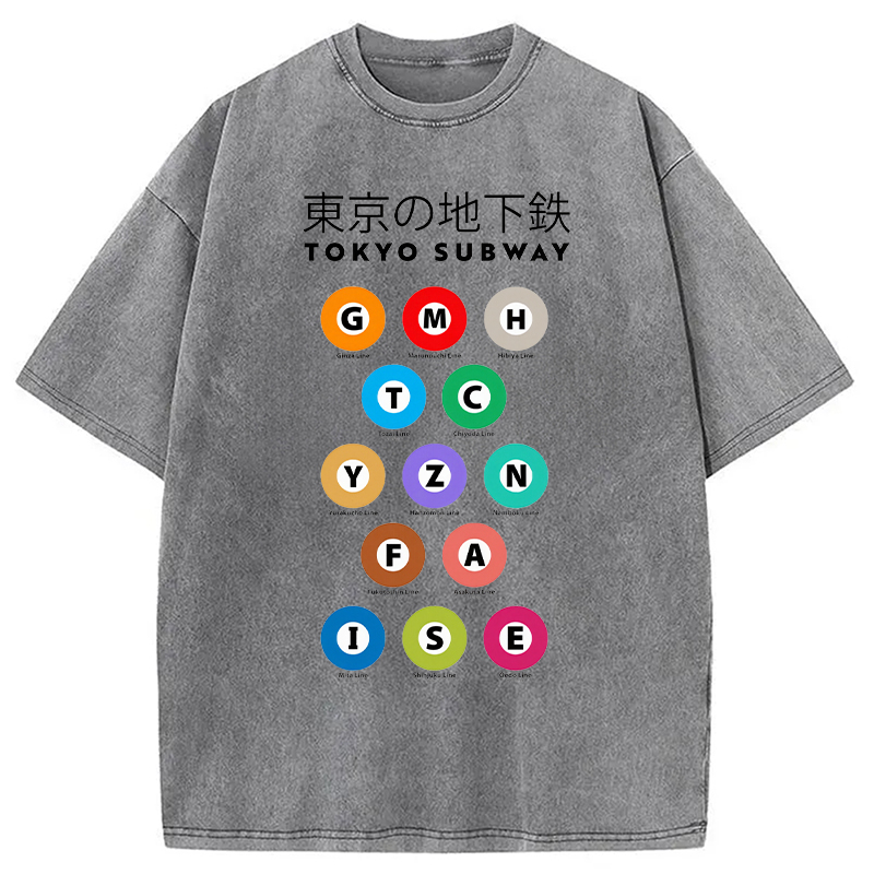 Tokyocanvas Tokyo Tunnelbanan Guide Washed T-Shirt