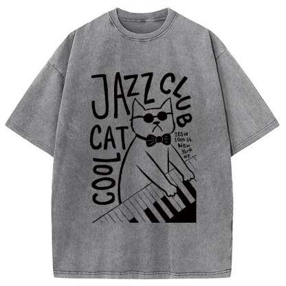 Tokyocanvas Jazz Cat Club Washed T-Shirt