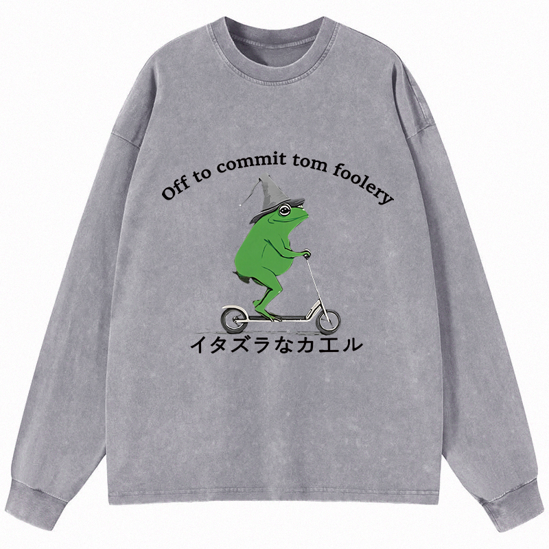Tokyocanvas Stupid Frog Long Sleeve Washed T-Shirt