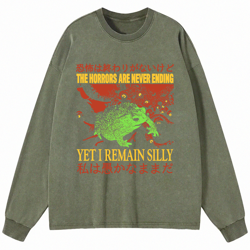 Tokyocanvas The Horrors are Never Ending Long Sleeve Washed T-Shirt