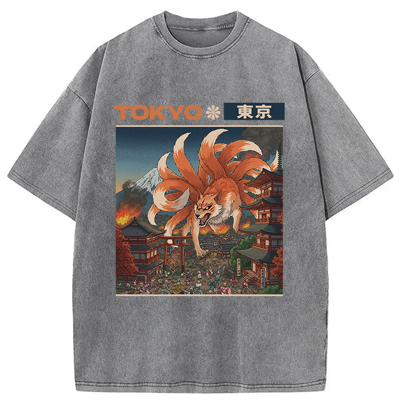 Tokyocanvas Tokyo Traditional Japanese Design Washed T-Shirt