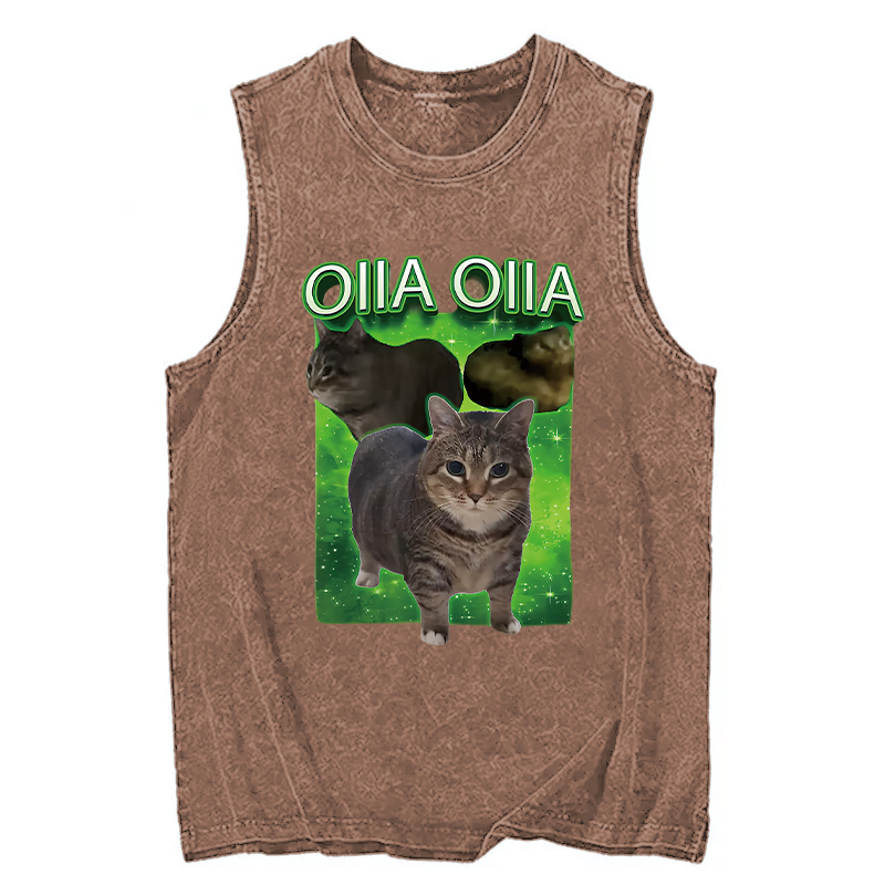 Tokyocanvas Oiia Cat Funny Meme Washed Tank