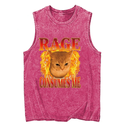Tokyocanvas Rage Consumes Me Edgy Funny Cat Meme Washed Tank