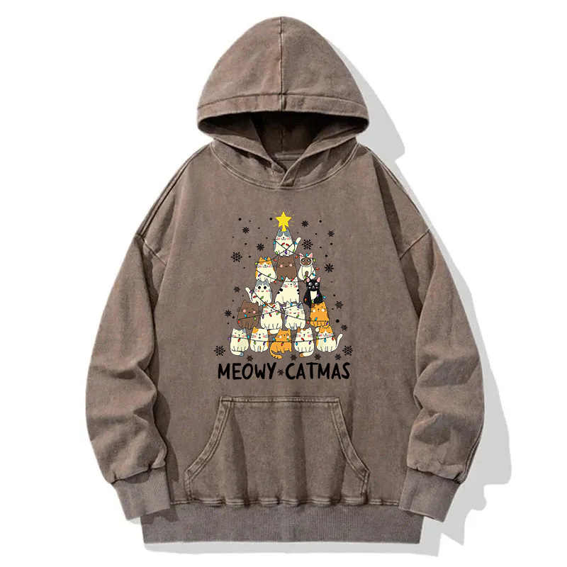 Tokyocanvas Meowy Catmas Washed Hoodie